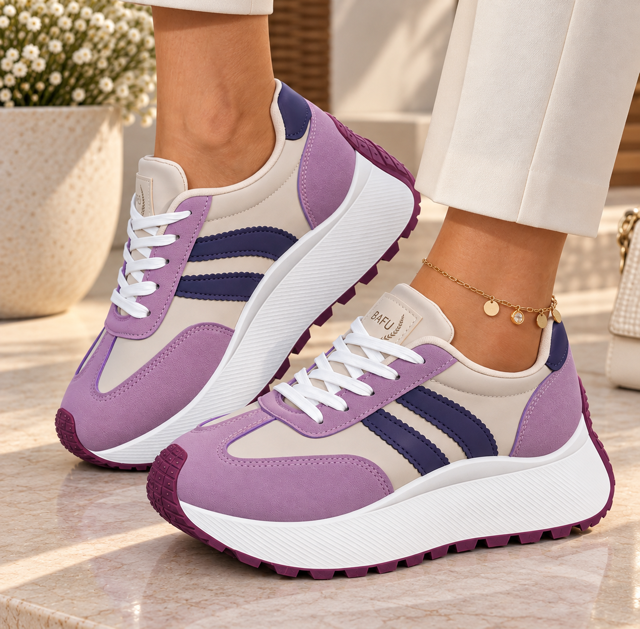 Baskets Femme ÉLÉA – Semelle Épaisse et Style Sport Chic