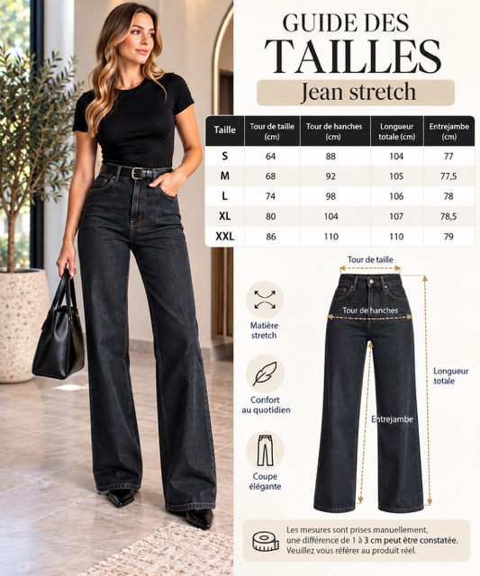 MAËLYS Jean Femme Taille Haute à Jambes Larges