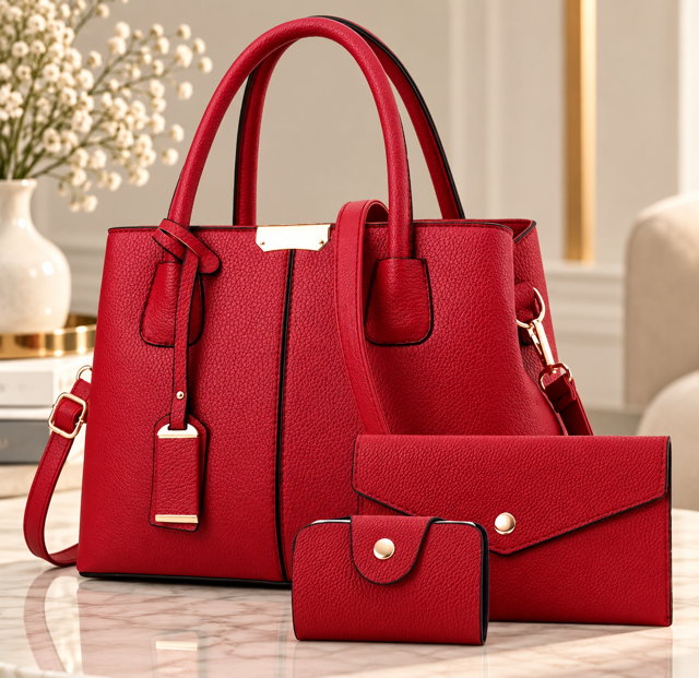 Ensemble Sac à Main Femme 3 Pièces Chic – Sac, Portefeuille et Porte-Monnaie  Karina