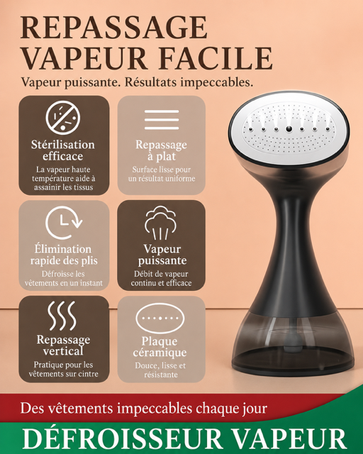 Défroisseur Vapeur Portable Haute Performance – Chauffe Express 20 Secondes