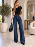 MAËLYS Jean Femme Taille Haute à Jambes Larges