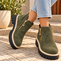 Bottines Femme à Zip Doré – Semelle Crantée Style Chic et Tendance