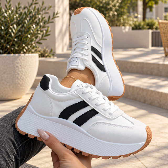 Baskets Femme ÉLÉA – Semelle Épaisse et Style Sport Chic