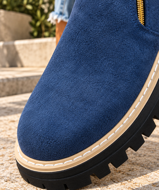 Bottines Femme à Zip Doré – Semelle Crantée Style Chic et Tendance