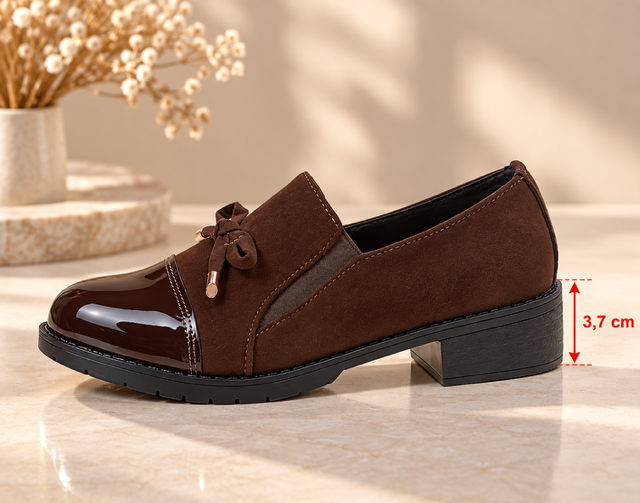 Mocassins Femme Chic Bi-Matière à Talon 3,7 cm