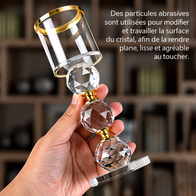 Lot de 3 Bougeoirs en Cristal Doré Décoratifs