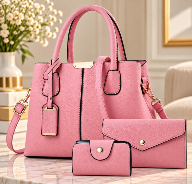 Ensemble Sac à Main Femme 3 Pièces Chic – Sac, Portefeuille et Porte-Monnaie  Karina