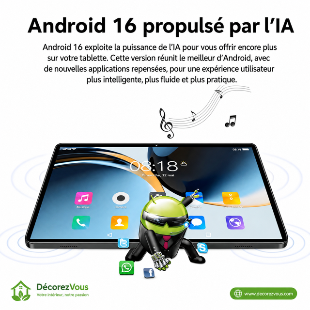 Tablette Android 16 10,1" 12 Go RAM + 128 Go – WiFi 5G