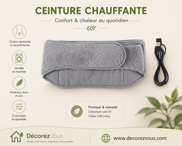 Ceinture Menstruelle Anti-Douleur Chauffante Rechargeable 2-en-1 avec 3 Niveaux de Chaleur