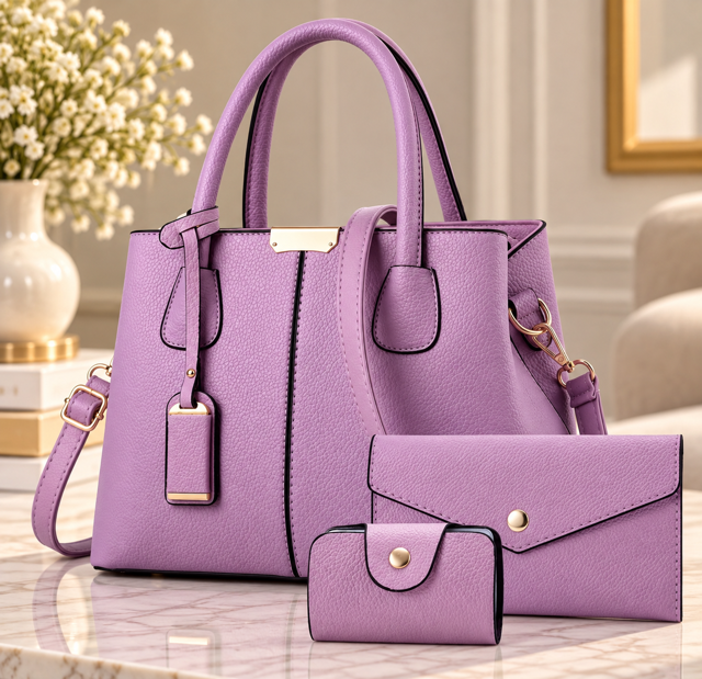 Ensemble Sac à Main Femme 3 Pièces Chic – Sac, Portefeuille et Porte-Monnaie  Karina
