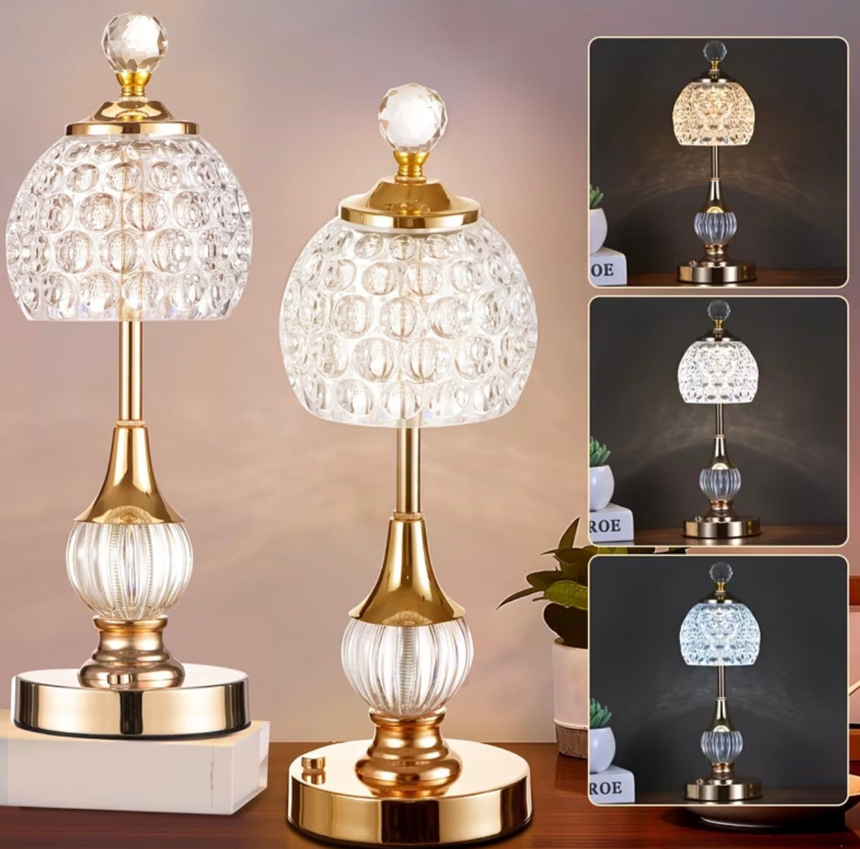 Lampe LED Cristal Rechargeable Sans Fil Design Luxe