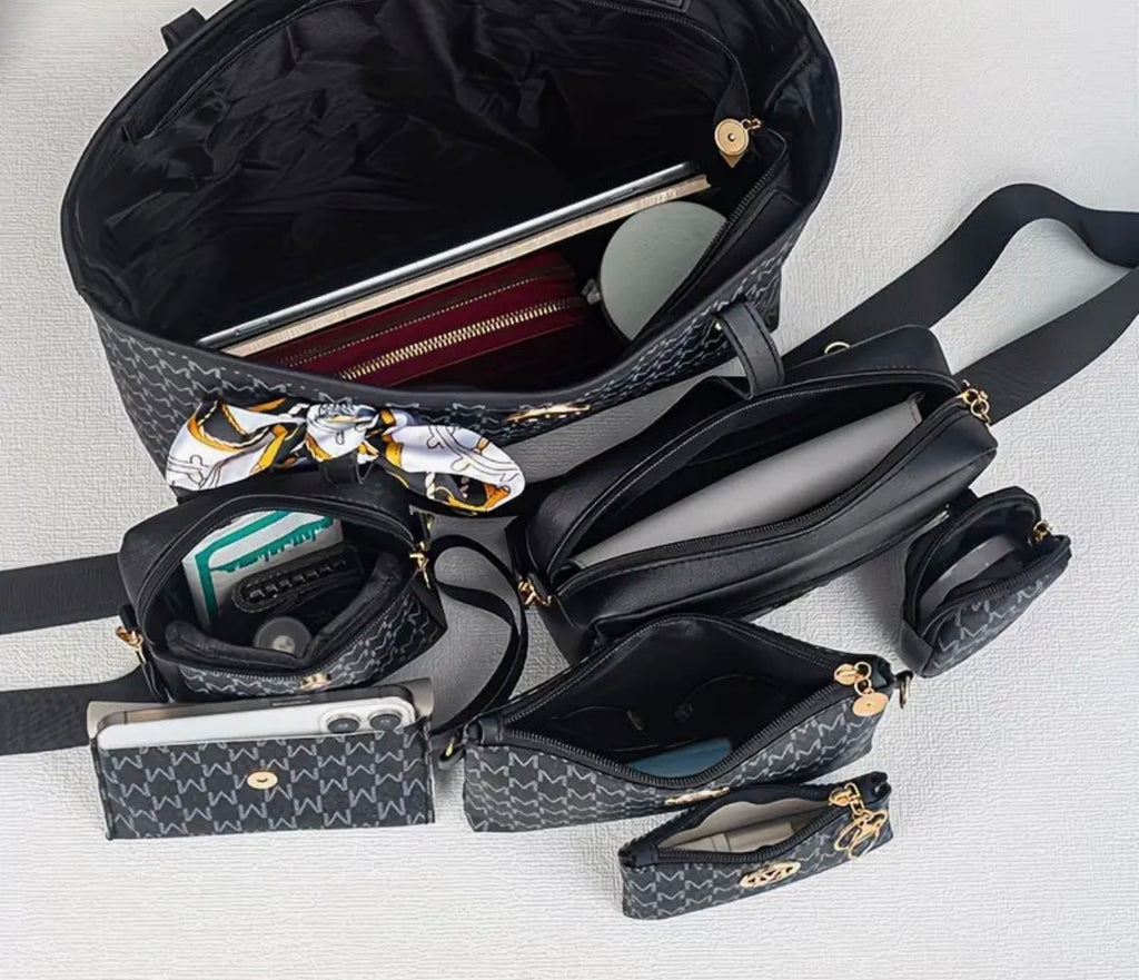 Ensemble 7 Pièces Sacs Femme avec Cabas et Pochettes