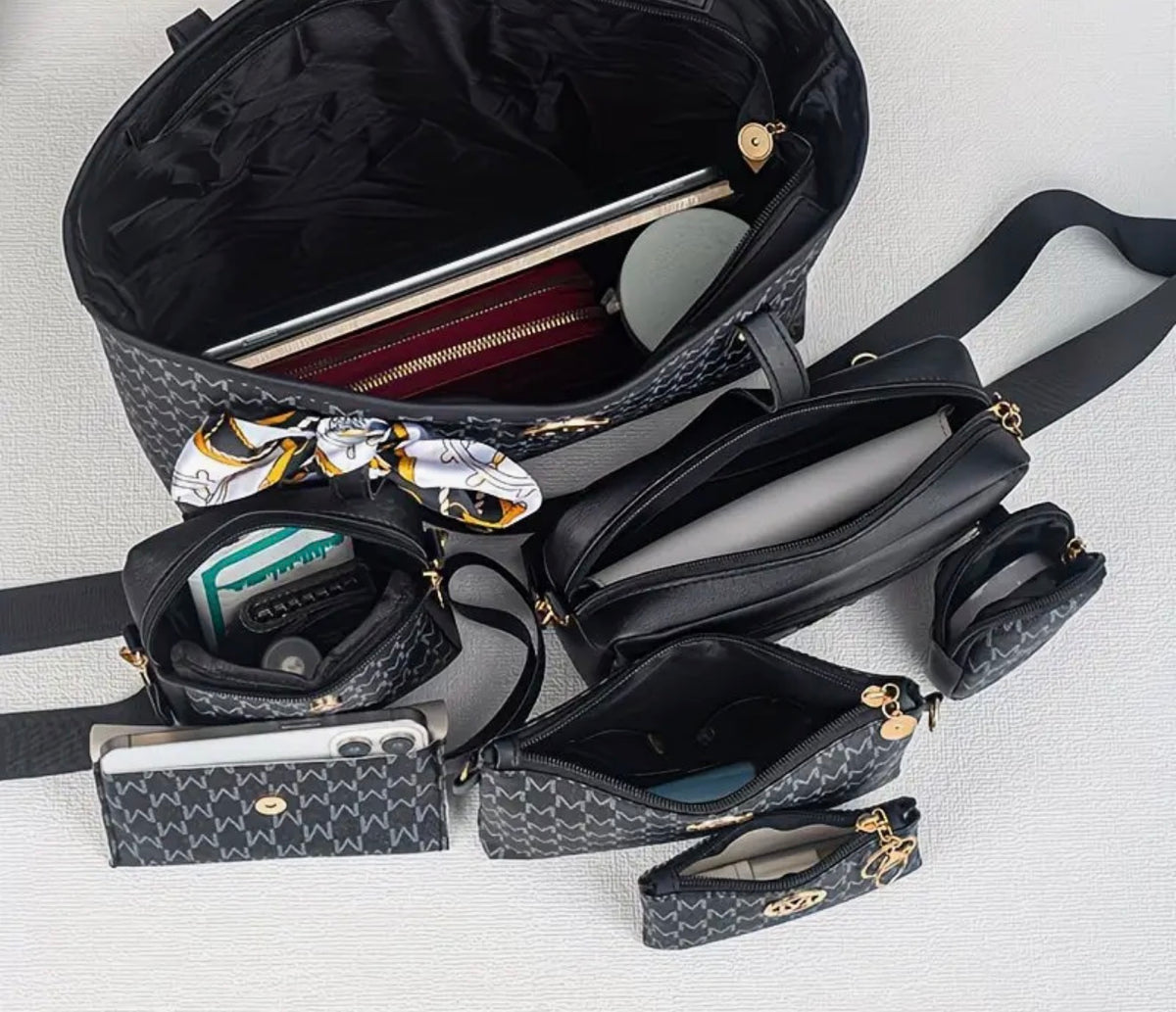 Ensemble 7 Pièces Sacs Femme avec Cabas et Pochettes