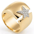 Bague Femme Dorée Large avec Étoile et Strass Brillants