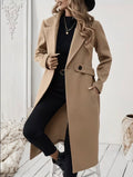 Manteau Long Femme Élégant Chic Col Tailleur – Tailles S à 6XL