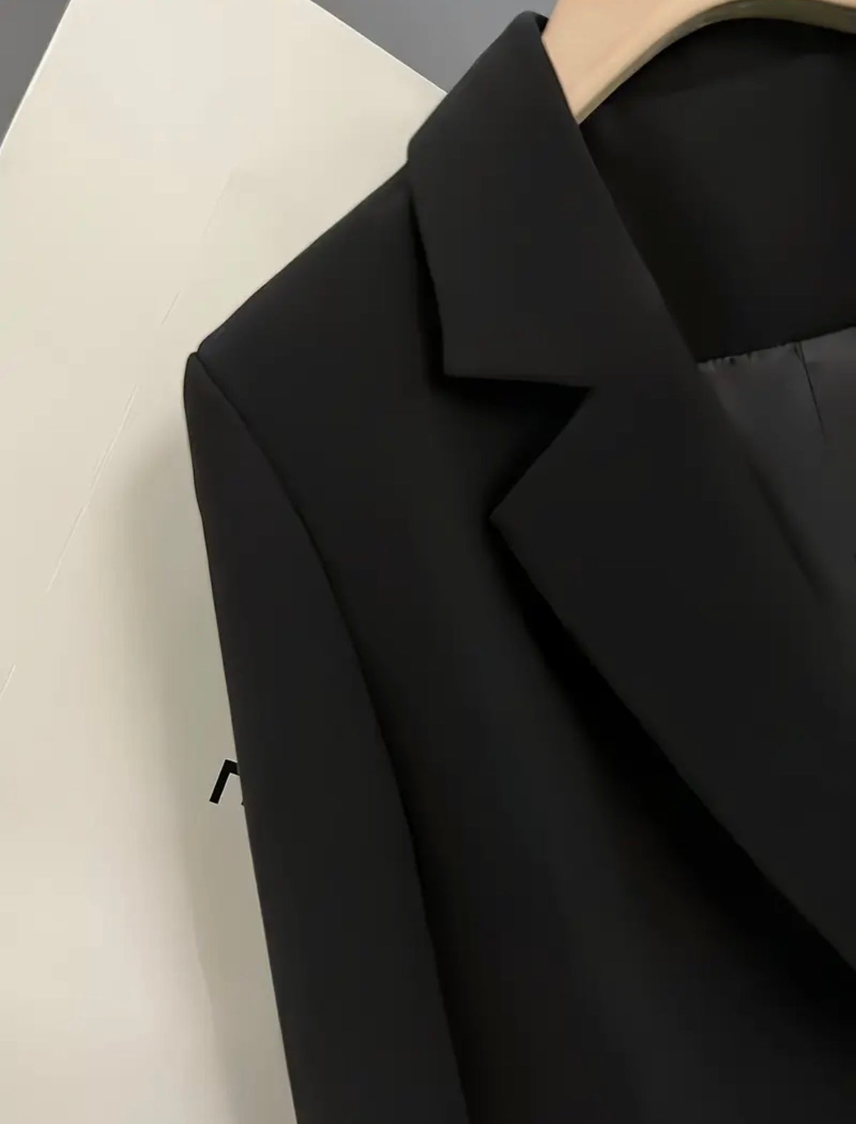 Blazer Long Femme Chic Double Boutonnage Doré