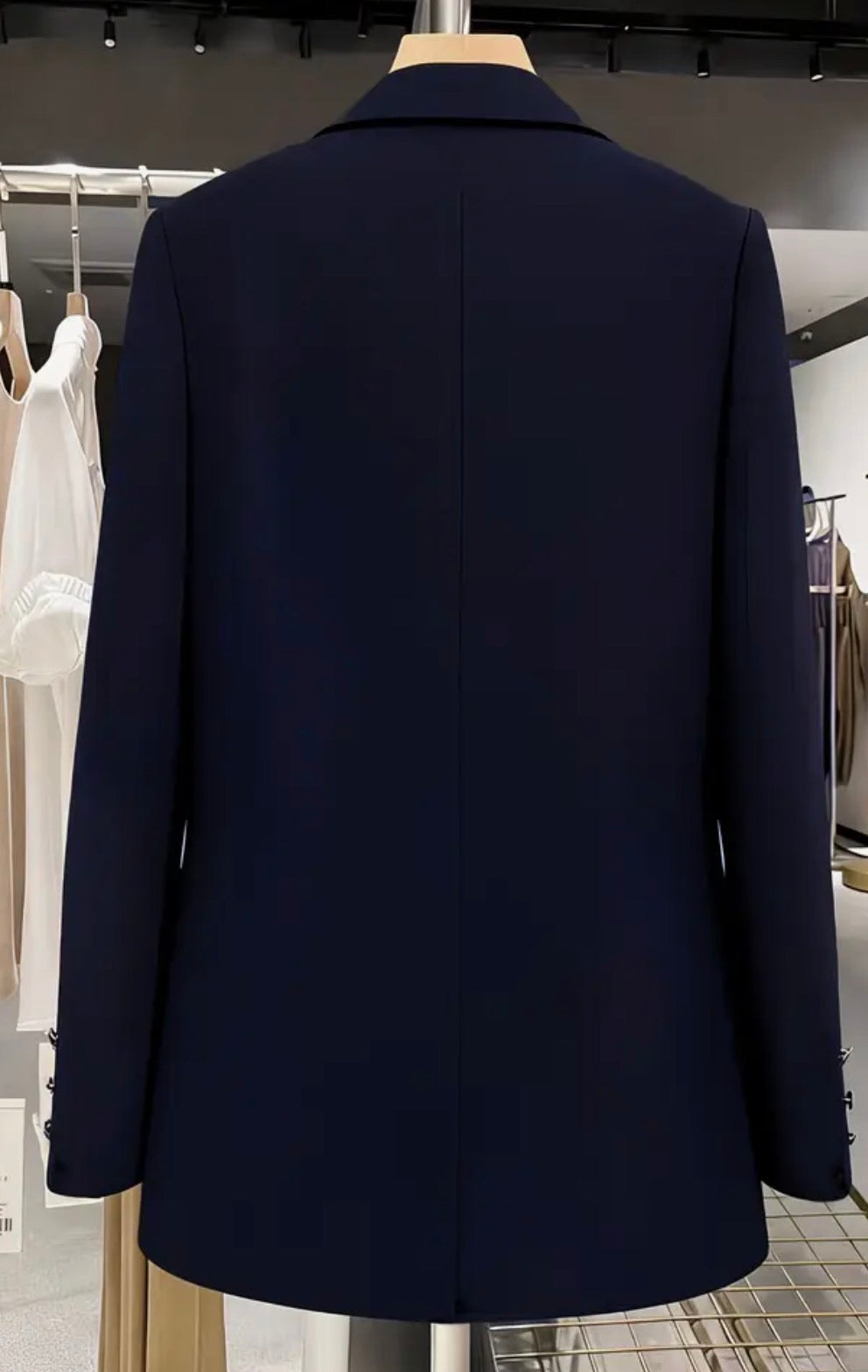 Blazer Long Femme Chic Double Boutonnage Doré