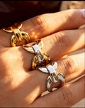 Bague Femme Large Entrelacée Design Chic Doré Argenté