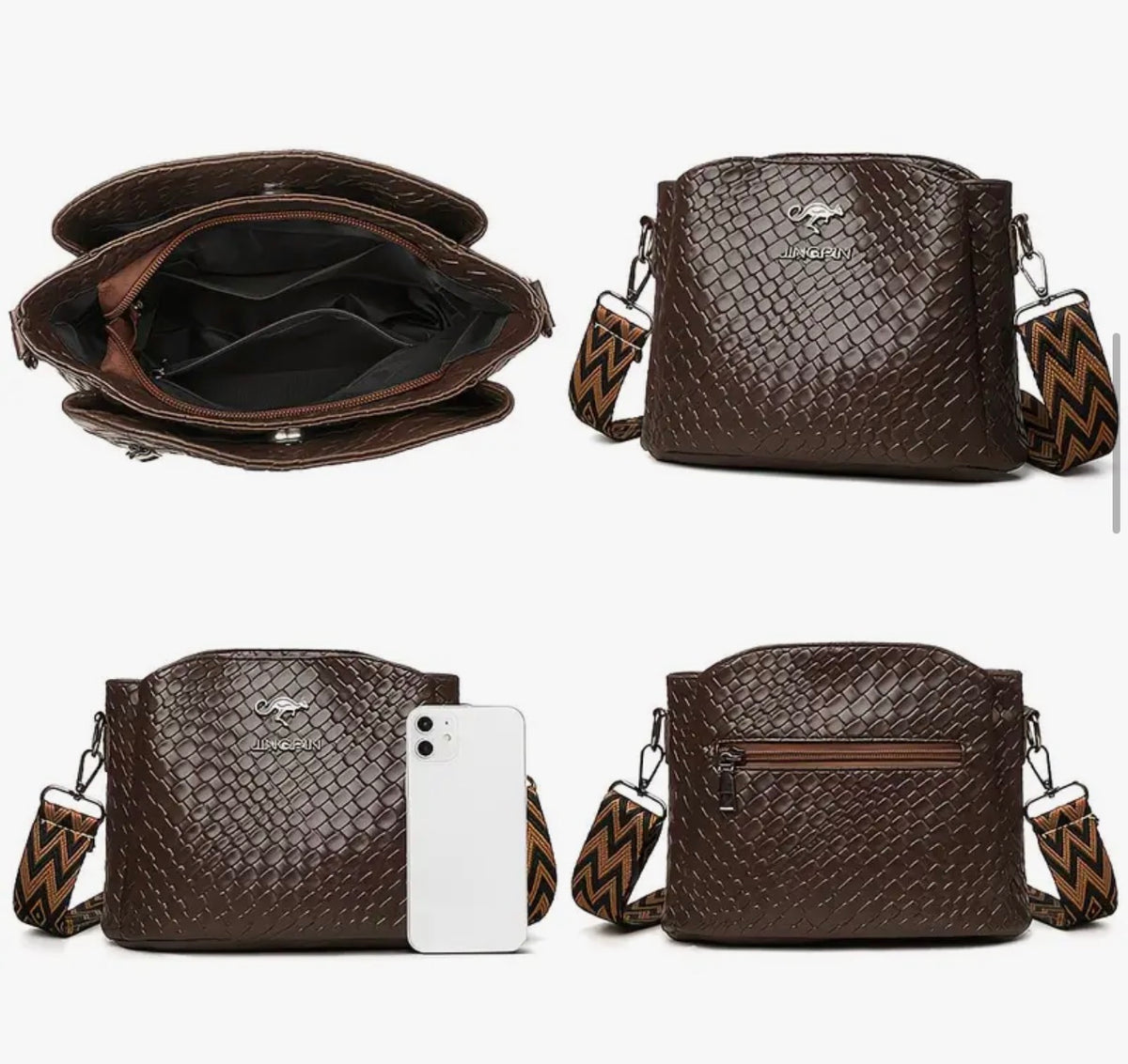 Sac Bandoulière Femme Tressé Élégant avec Sangle Réglable et Amovible