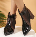 Bottines Femme Chic Vernies à Talon 6,5 cm Bout Pointu
