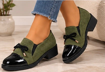 Mocassins Femme Chic Bi-Matière à Talon 3,7 cm
