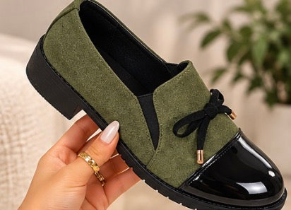 Mocassins Femme Chic Bi-Matière à Talon 3,7 cm