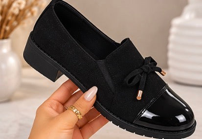 Mocassins Femme Chic Bi-Matière à Talon 3,7 cm