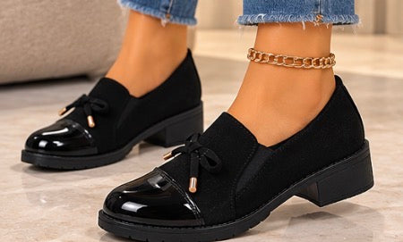 Mocassins Femme Chic Bi-Matière à Talon 3,7 cm