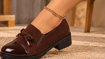 Mocassins Femme Chic Bi-Matière à Talon 3,7 cm