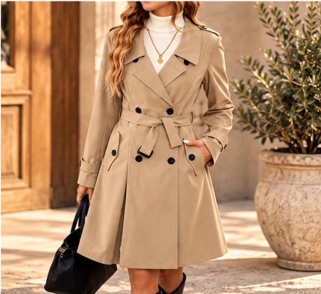 Trench Femme Élégant Mi-Long Ceinturé  Mariette
