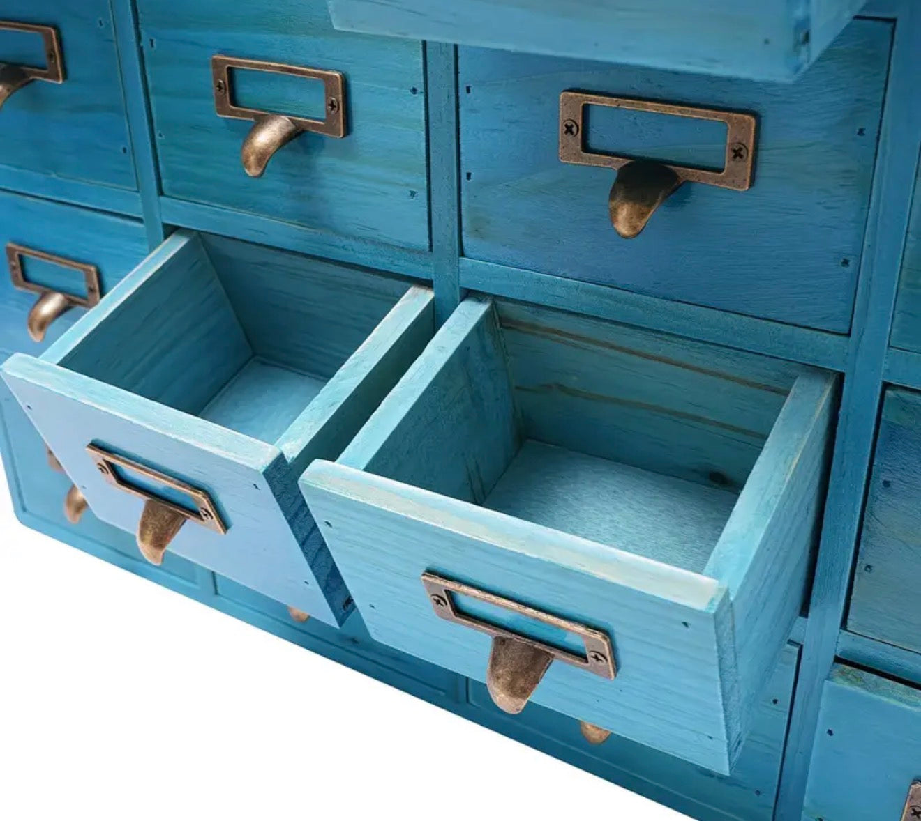 meuble bois bleu 16 tiroirs