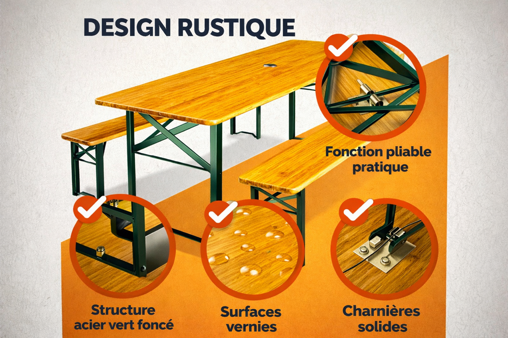 Garden Fest -Table jardin avec bancs