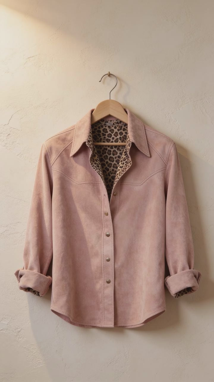 Chemise Femme Élégante Col Léopard Manches Longues