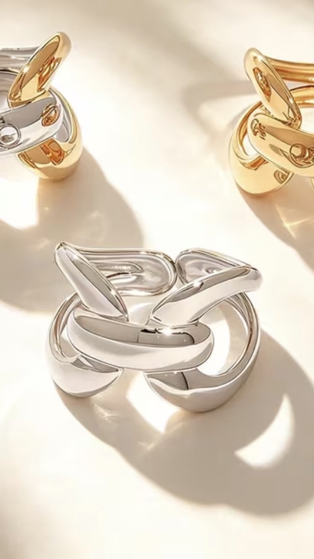 Bague Femme Large Entrelacée Design Chic Doré Argenté