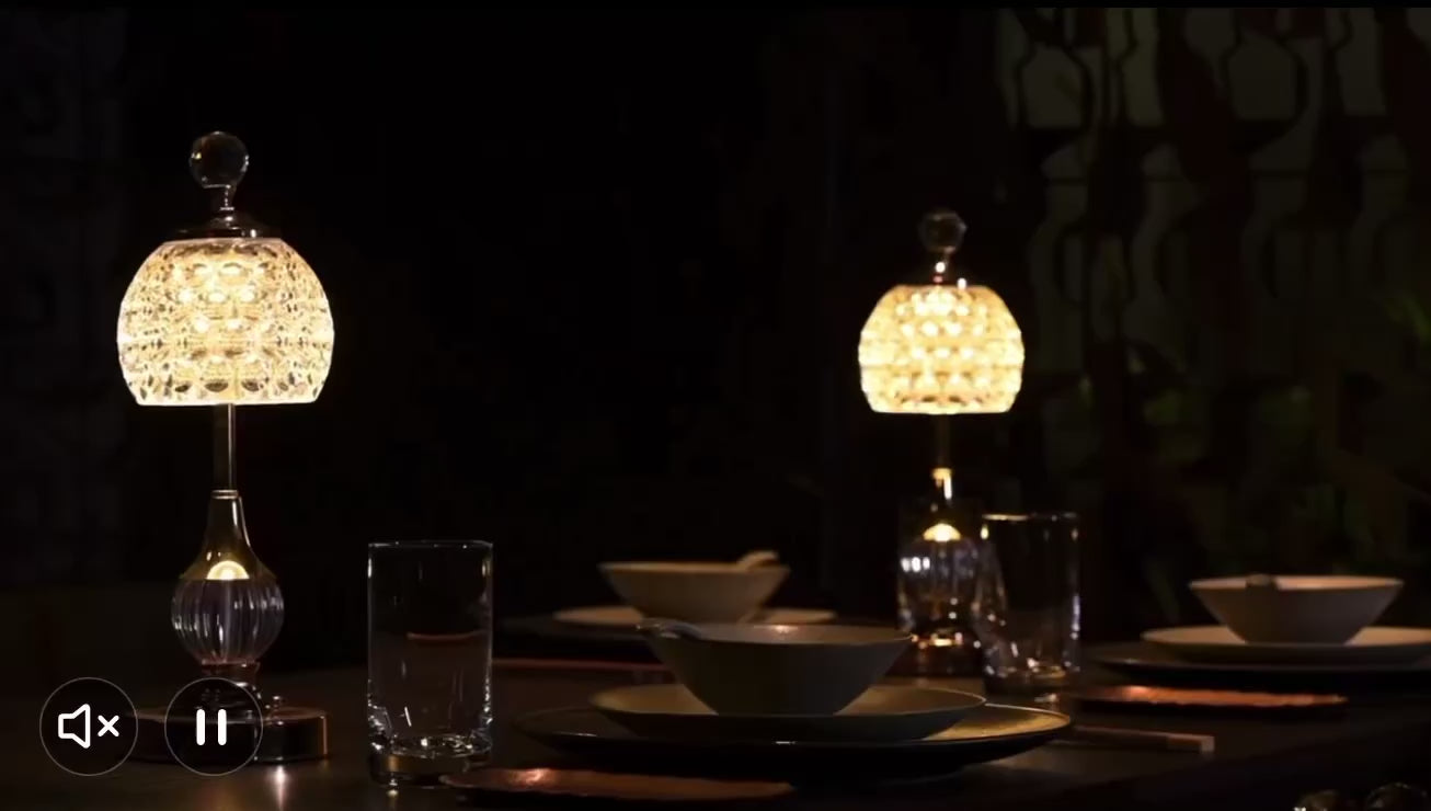 Lampe LED Cristal Rechargeable Sans Fil Design Luxe