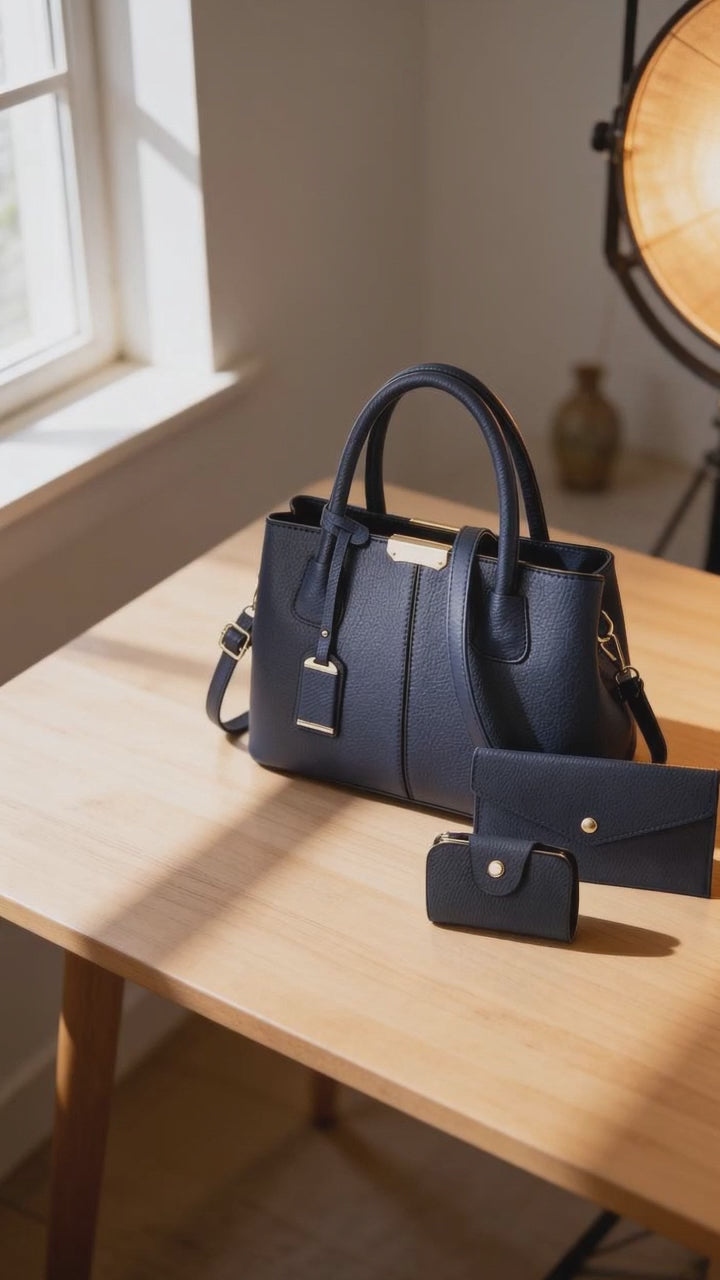 Ensemble Sac à Main Femme 3 Pièces Chic – Sac, Portefeuille et Porte-Monnaie  Karina